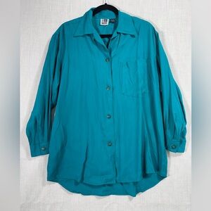 Vintage silk blouse 100% rayon long sleeve button down